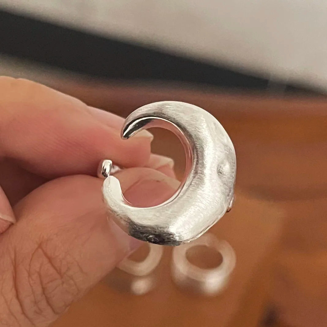 925 Sterling Silver Adjustable Cocktail Ring – Irregular Minimalist Design for Women