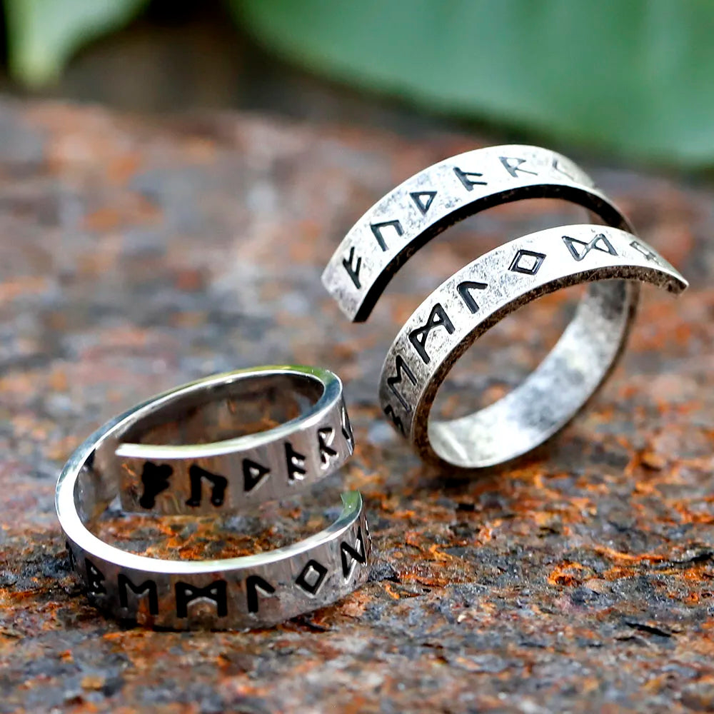 bold Viking warrior ring in stainless steel worn on hand