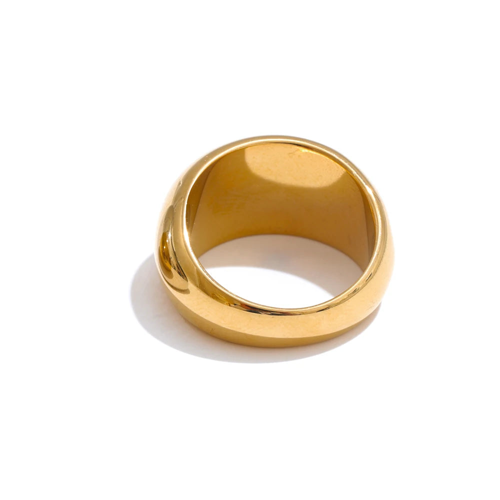 Stainless Steel Dome Statement Ring – Silver & Gold Finish
