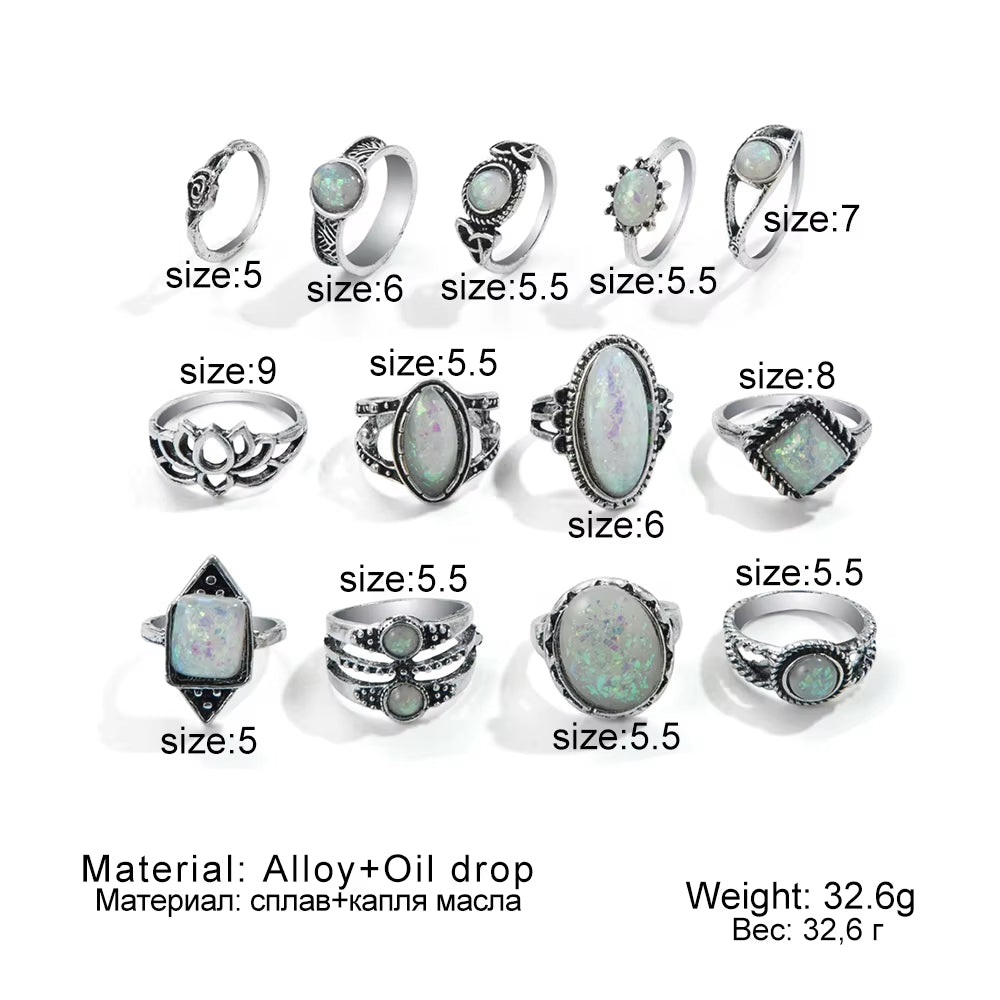 Vintage Punk Alloy Ring Sets for Women & Men – Unique Boho & Gothic Designs