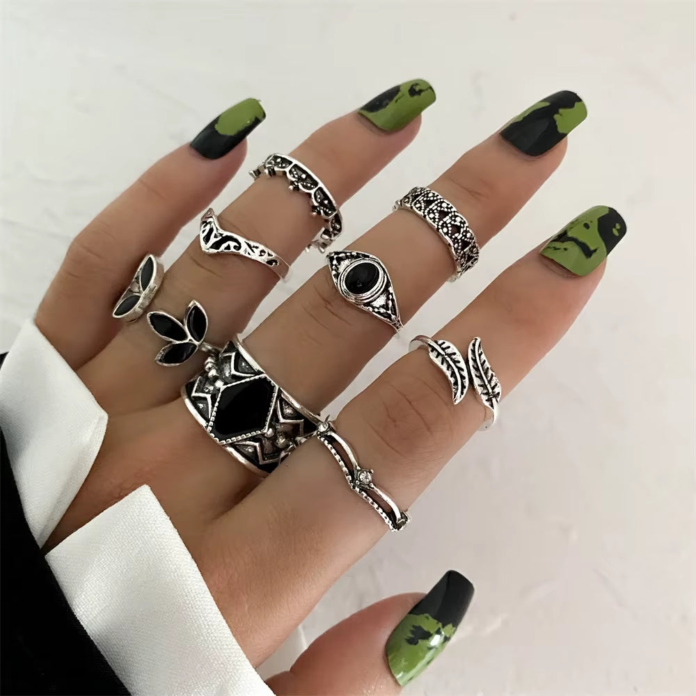 Vintage Punk Alloy Ring Sets for Women & Men – Unique Boho & Gothic Designs