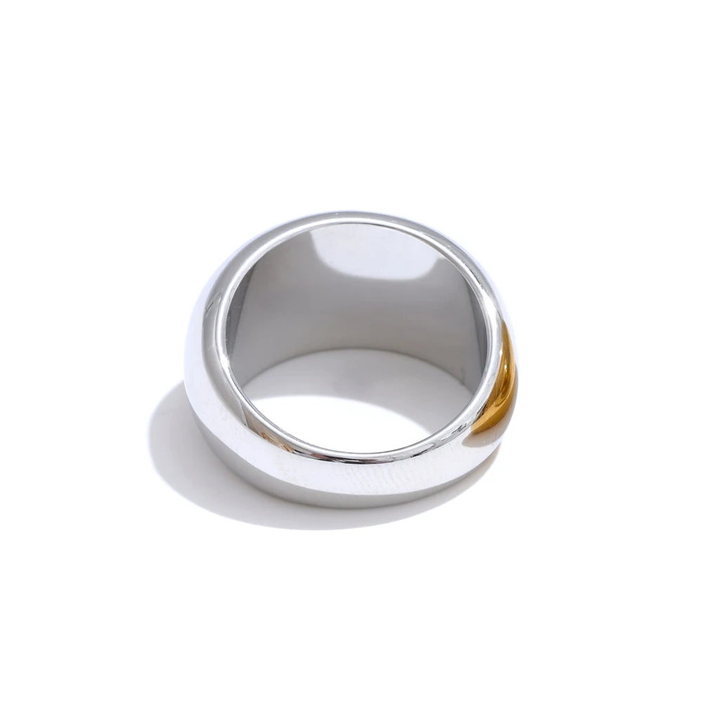 Stainless Steel Dome Statement Ring – Silver & Gold Finish