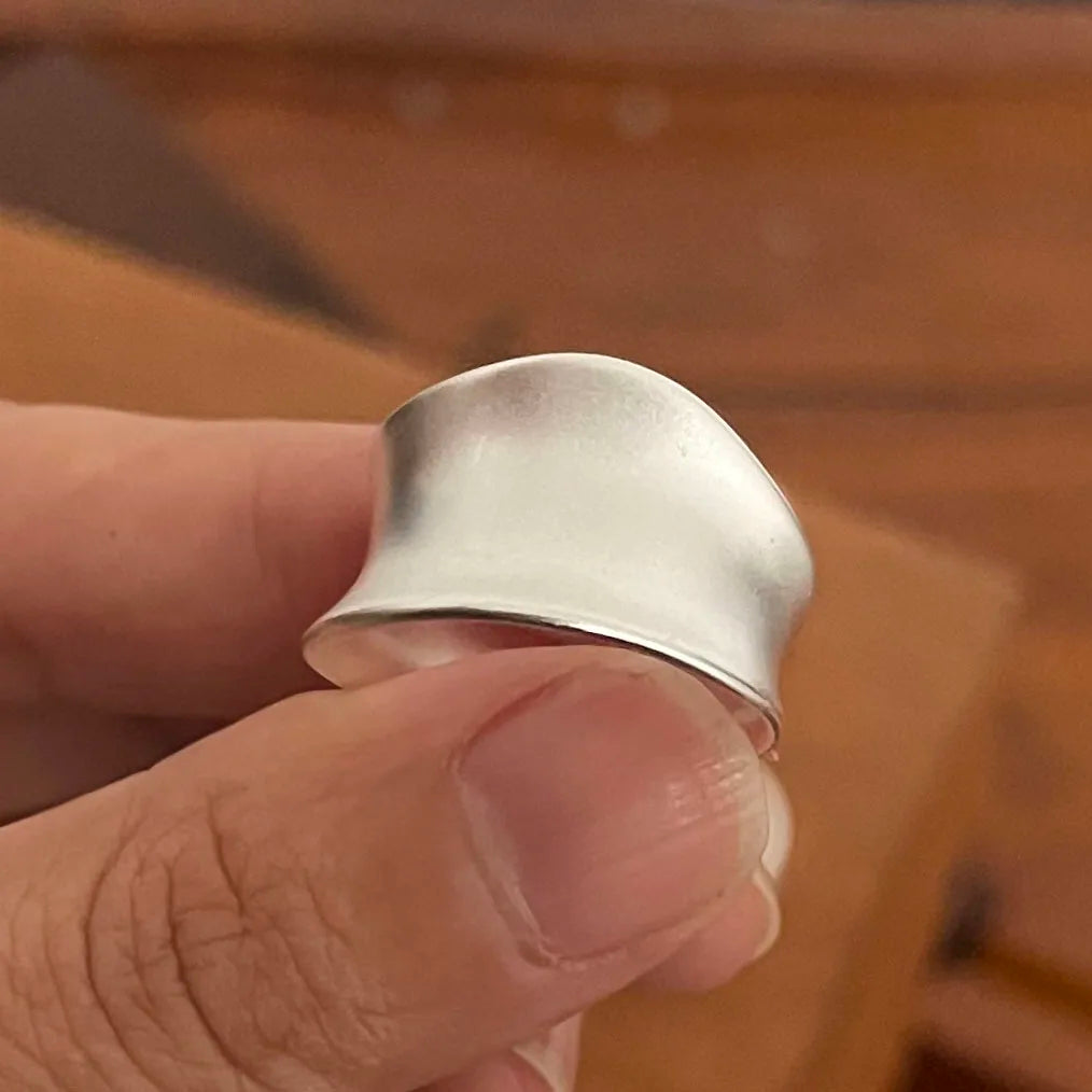 925 Sterling Silver Adjustable Cocktail Ring – Irregular Minimalist Design for Women