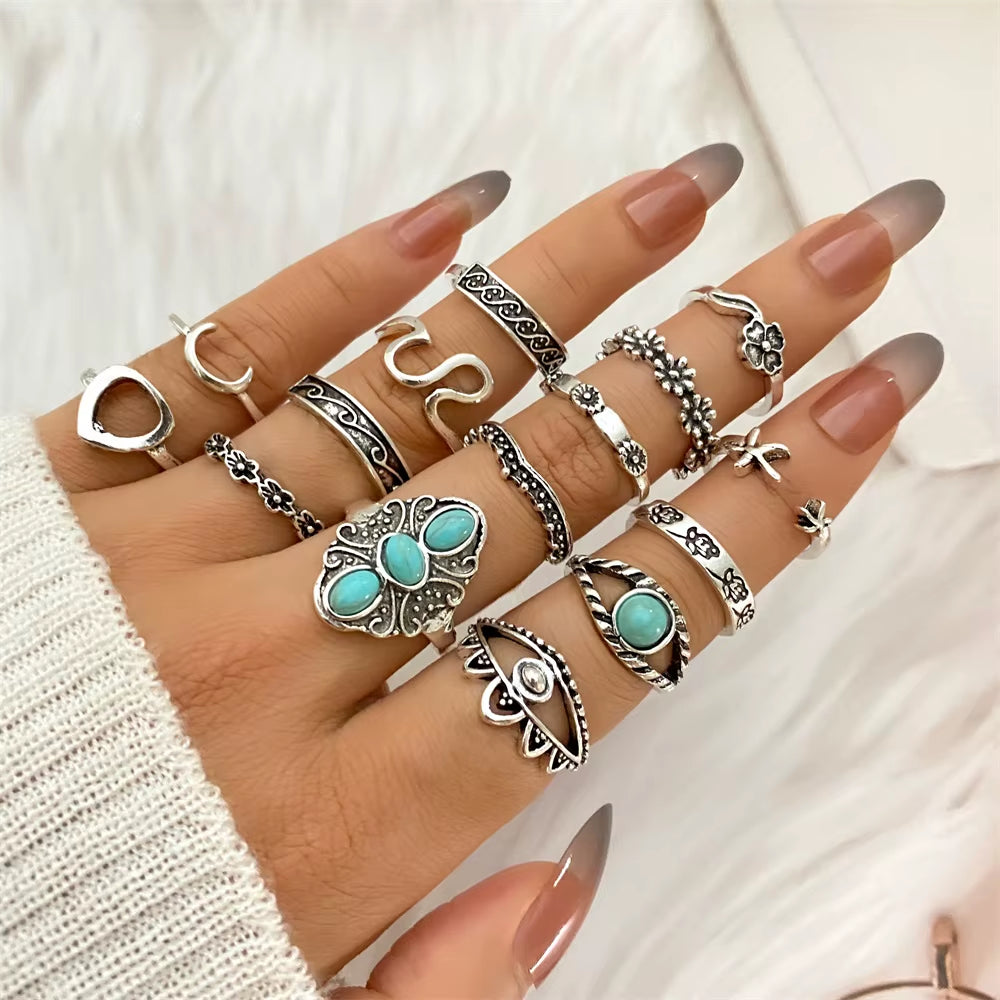 Vintage Punk Alloy Ring Sets for Women & Men – Unique Boho & Gothic Designs