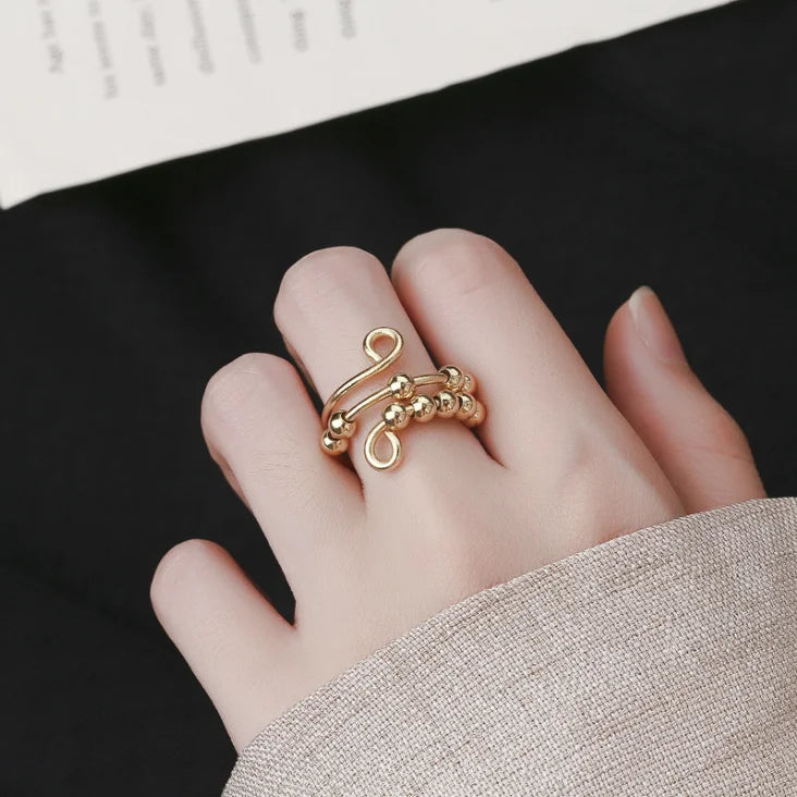 Adjustable Anti-Anxiety Bead Spinner Ring