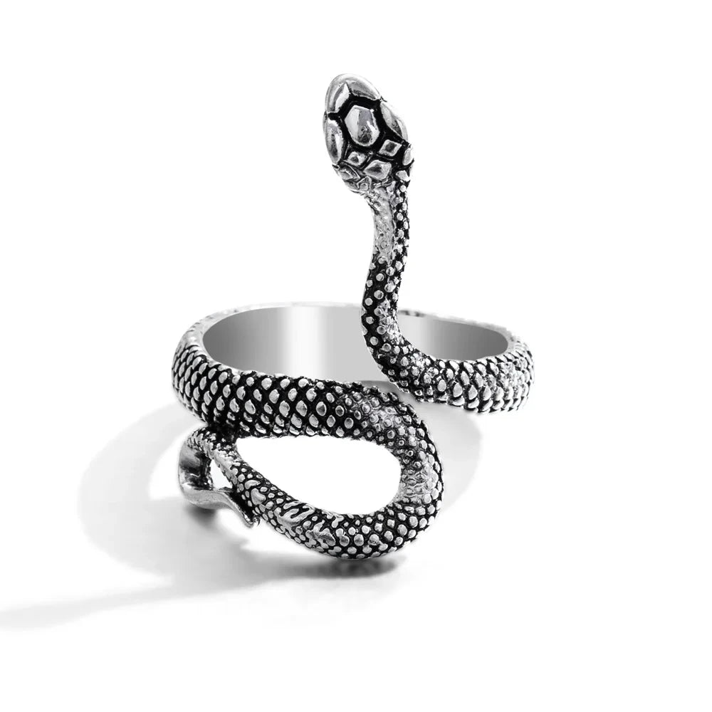 Vintage Gothic Alloy Ring Set – Snake, Butterfly, Heart, Skull & Gemstone Designs – Unisex Adjustable Rings (9 pcs)