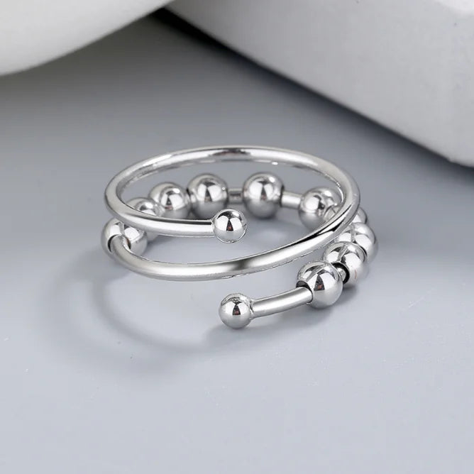 Adjustable Anti-Anxiety Bead Spinner Ring