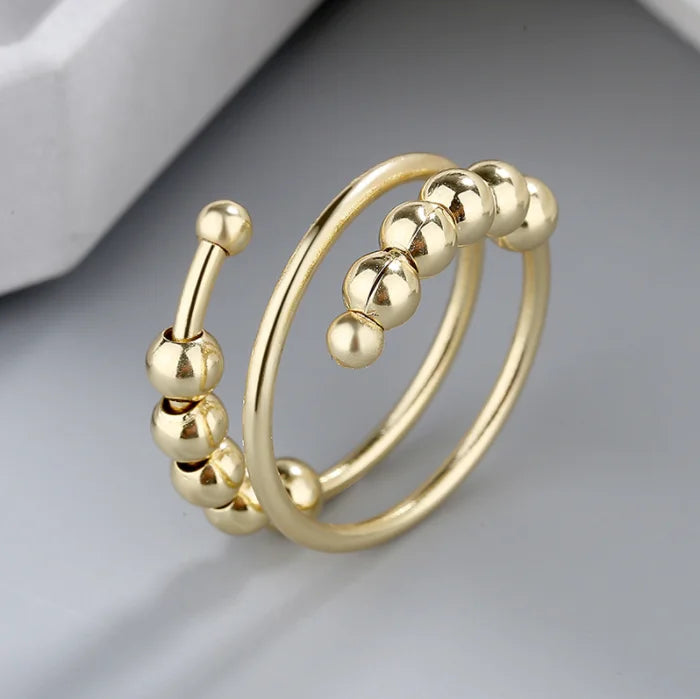 Adjustable Anti-Anxiety Bead Spinner Ring