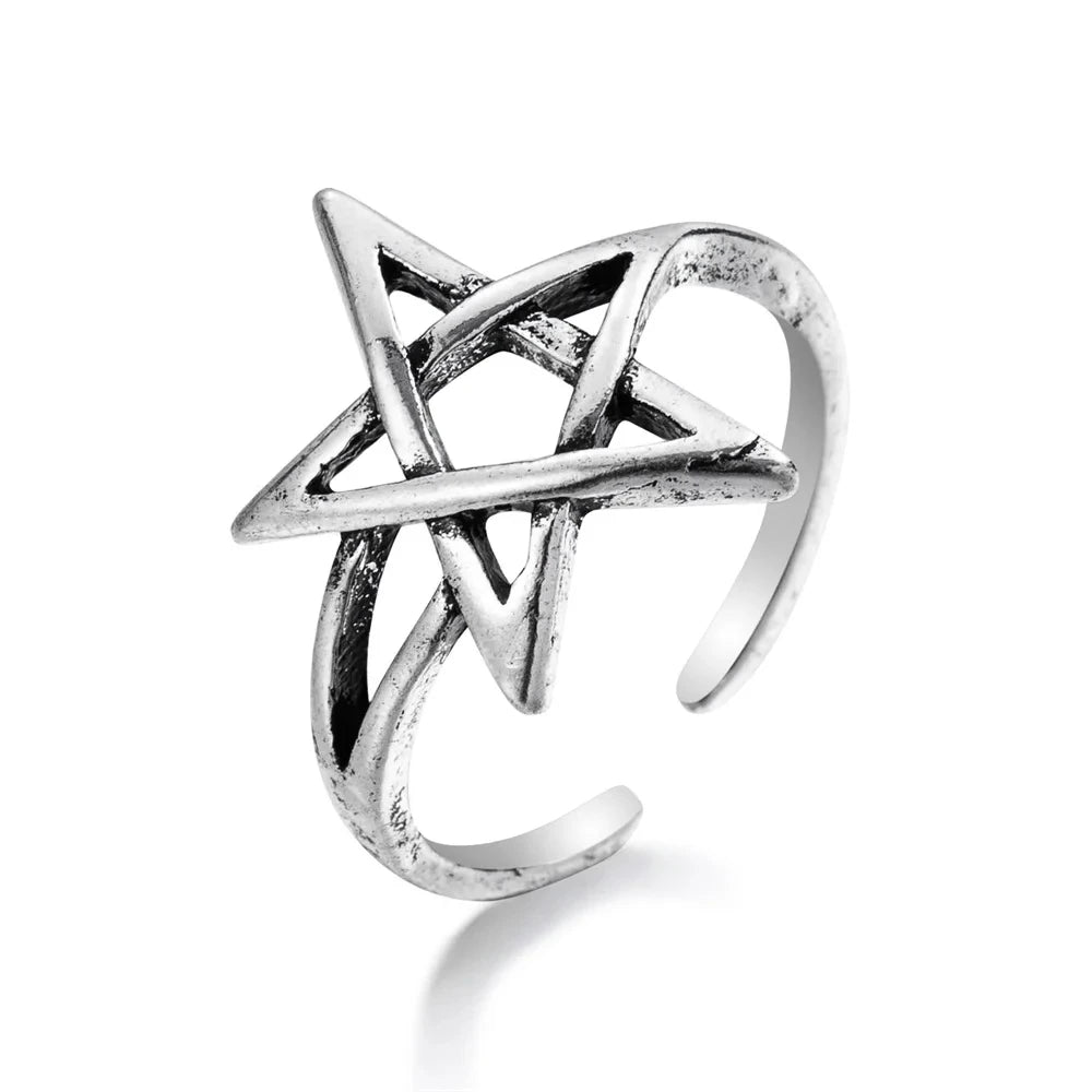Vintage Gothic Alloy Ring Set – Snake, Butterfly, Heart, Skull & Gemstone Designs – Unisex Adjustable Rings (9 pcs)