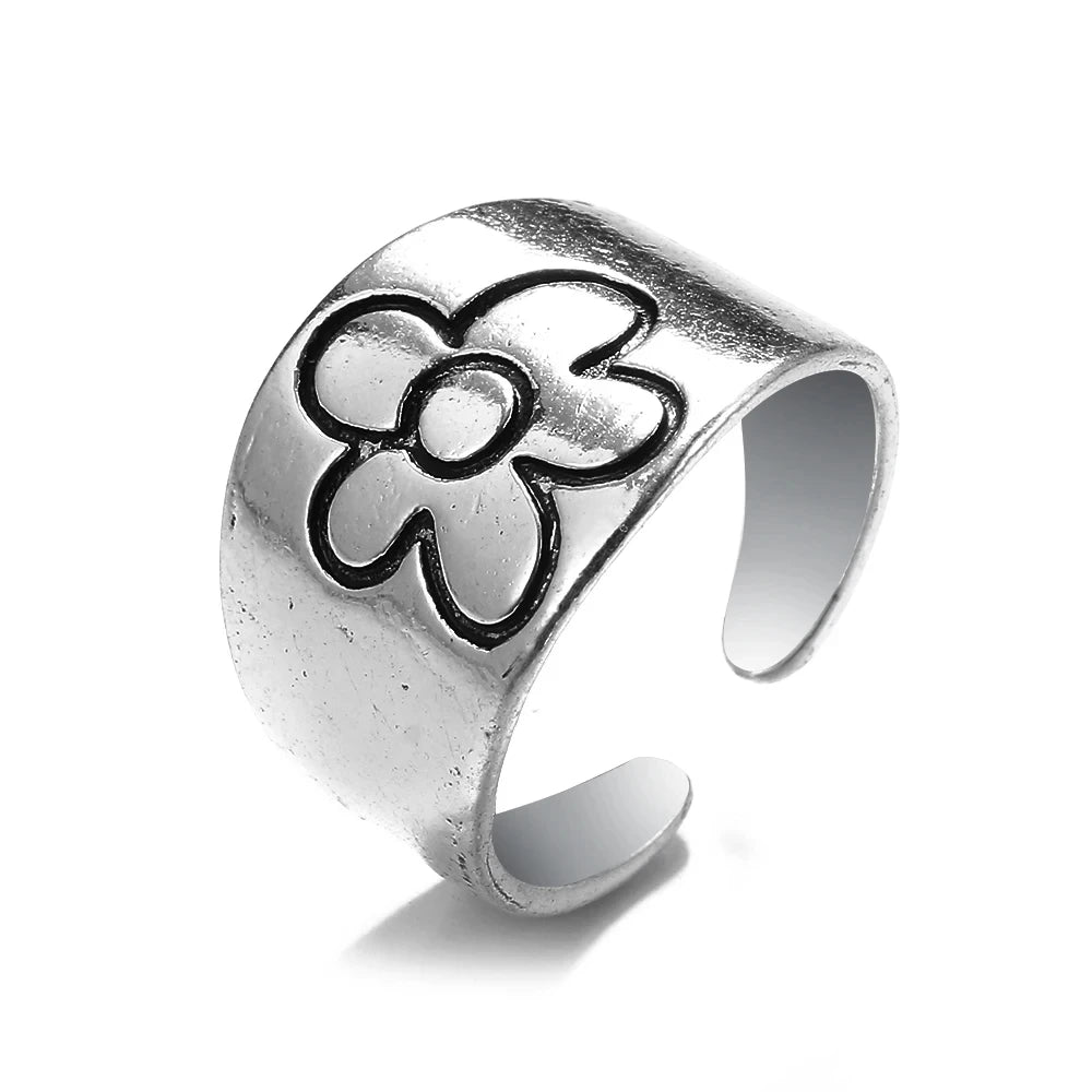 Vintage Gothic Alloy Ring Set – Snake, Butterfly, Heart, Skull & Gemstone Designs – Unisex Adjustable Rings (9 pcs)