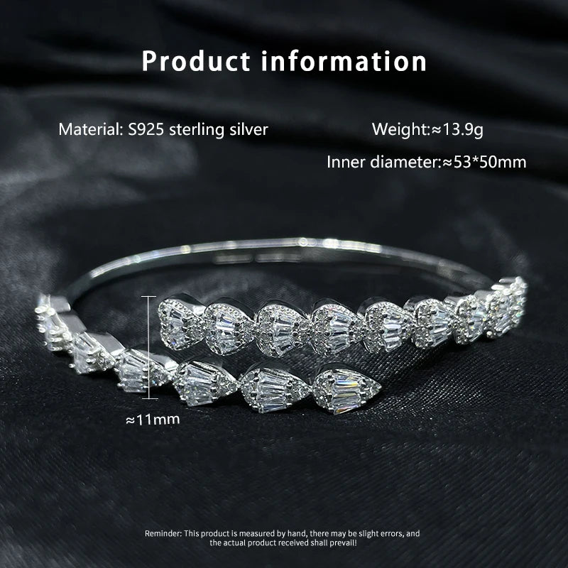 Detail view showing specifications of 925 silver zircon bracelet, product information image