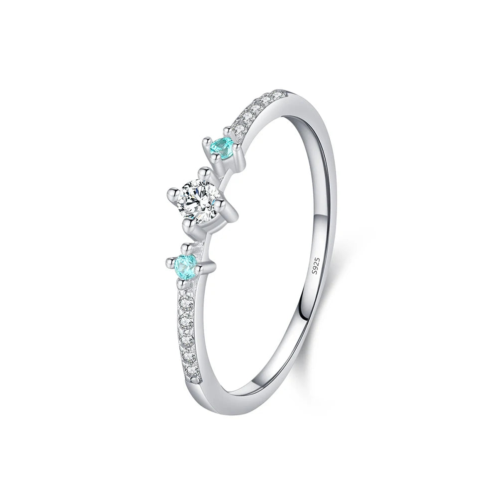 925 Sterling Silver Wedding Band Set – Romantic Blue & White Zircon Rings