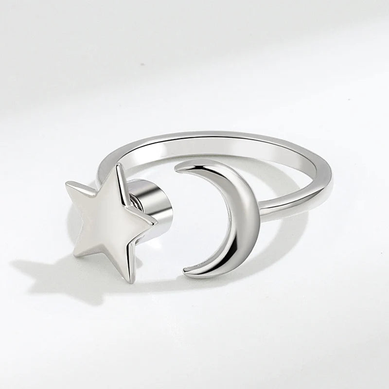 Stainless Steel Spinner Ring – Anti-Stress Sun & Sunflower Design