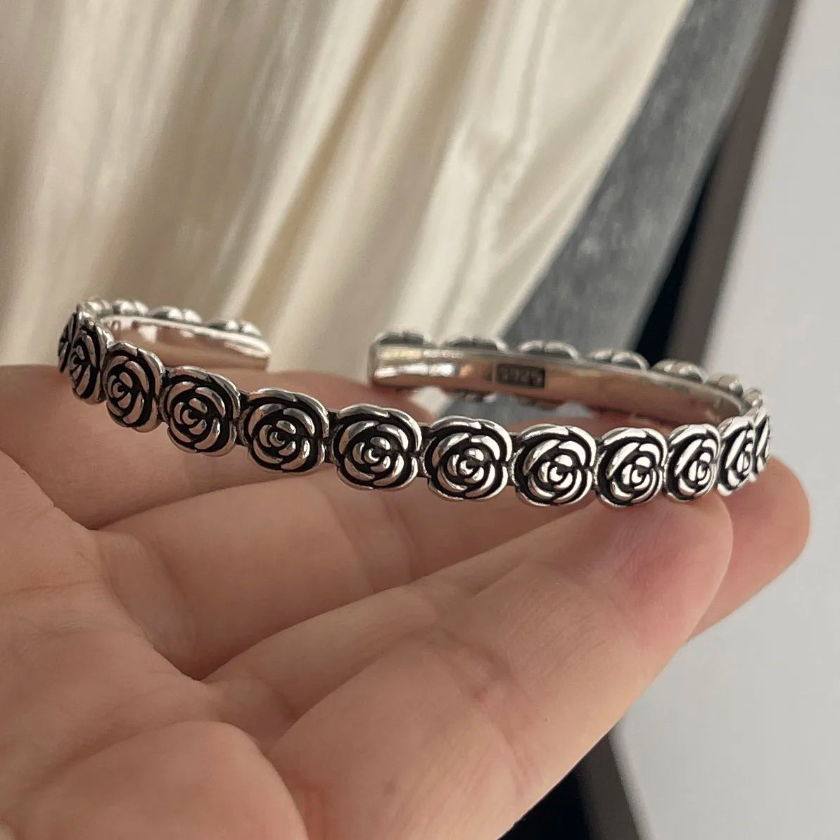 925 Sterling Silver Bohemian Flower & Charm Bracelet Set – Vintage Stackable Design