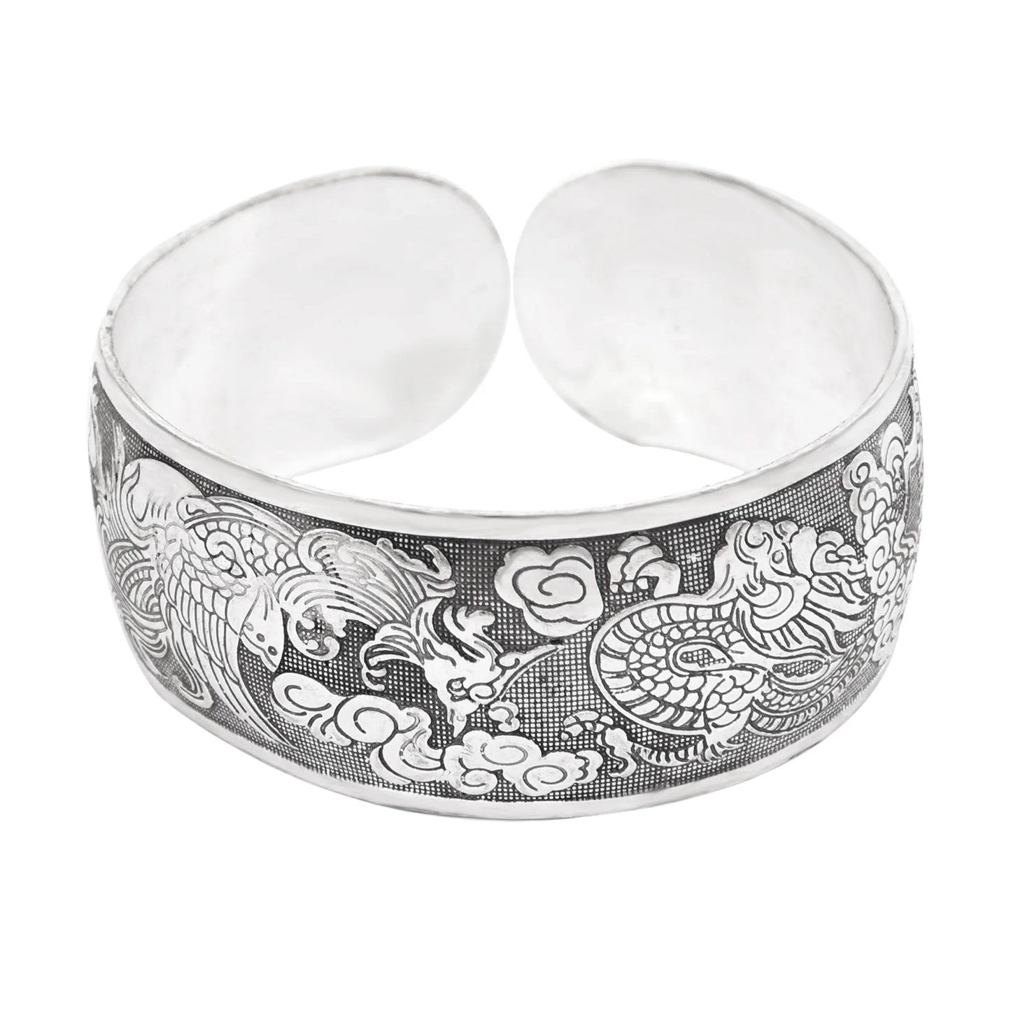 Vintage Floral Tibetan Silver Cuff Bracelet – Adjustable Metal Alloy Bangle for Women