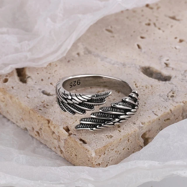 Sterling Silver Feather Wing Adjustable Ring
