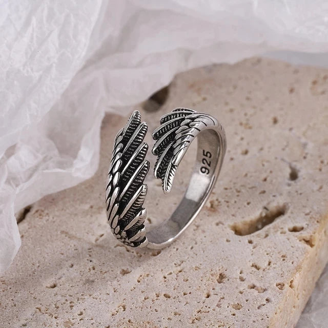 Sterling Silver Feather Wing Adjustable Ring