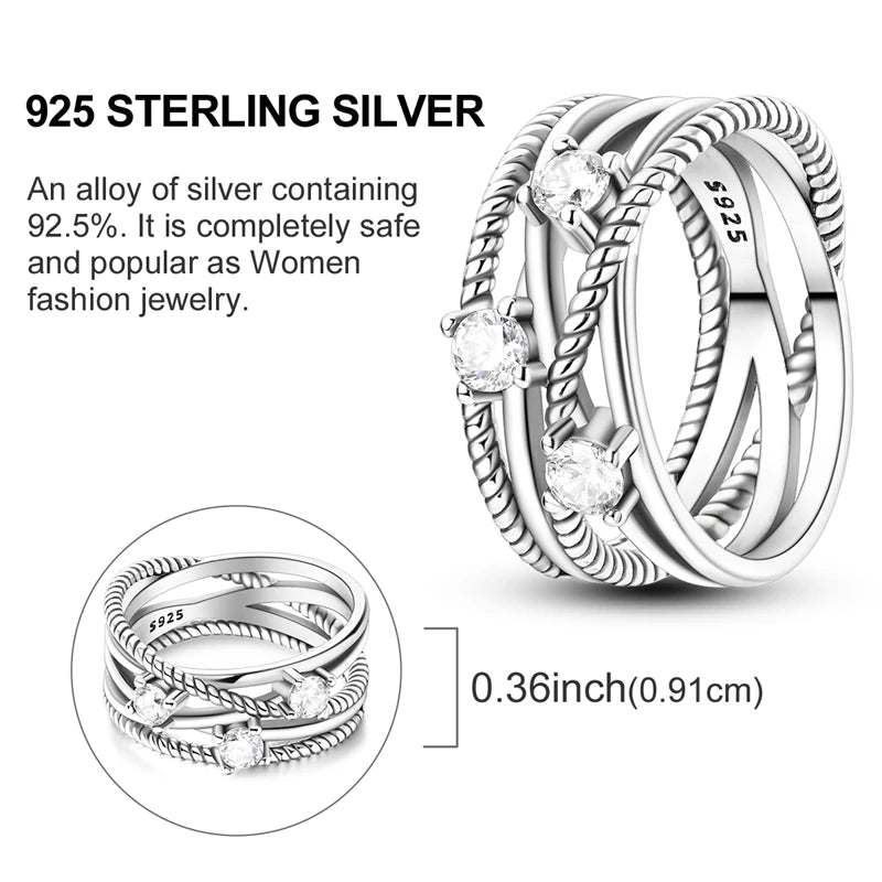 925 Sterling Silver Women’s Rings – Elegant Cubic Zirconia Designs, Multiple Styles & Sizes