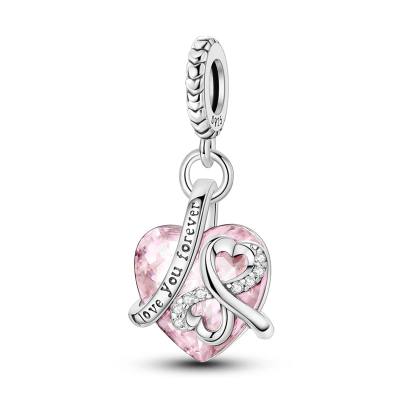 925 Sterling Silver Pink Charm Collection