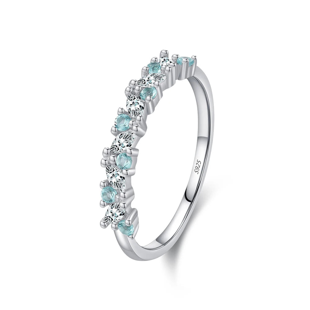 925 Sterling Silver Wedding Band Set – Romantic Blue & White Zircon Rings