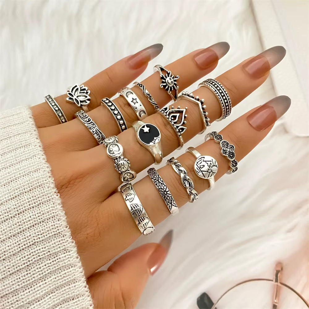 Vintage Punk Alloy Ring Sets for Women & Men – Unique Boho & Gothic Designs