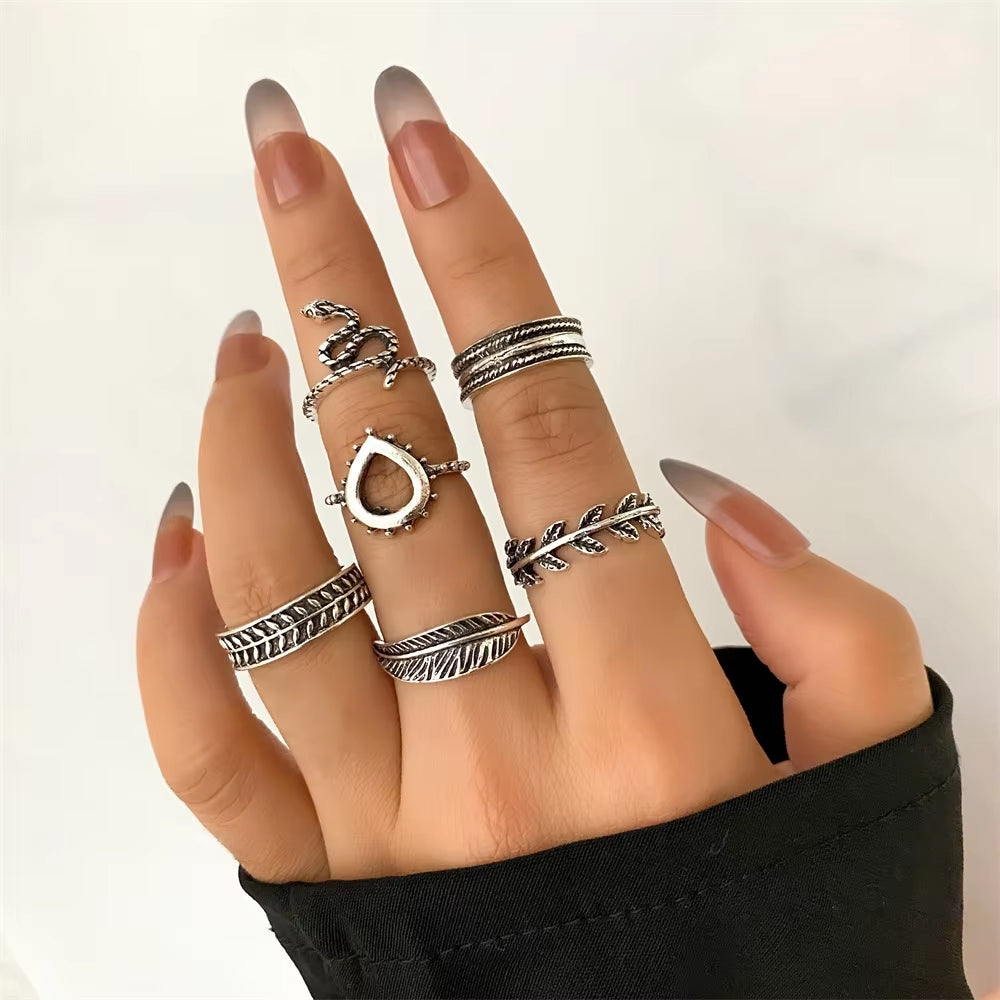 Vintage Punk Alloy Ring Sets for Women & Men – Unique Boho & Gothic Designs
