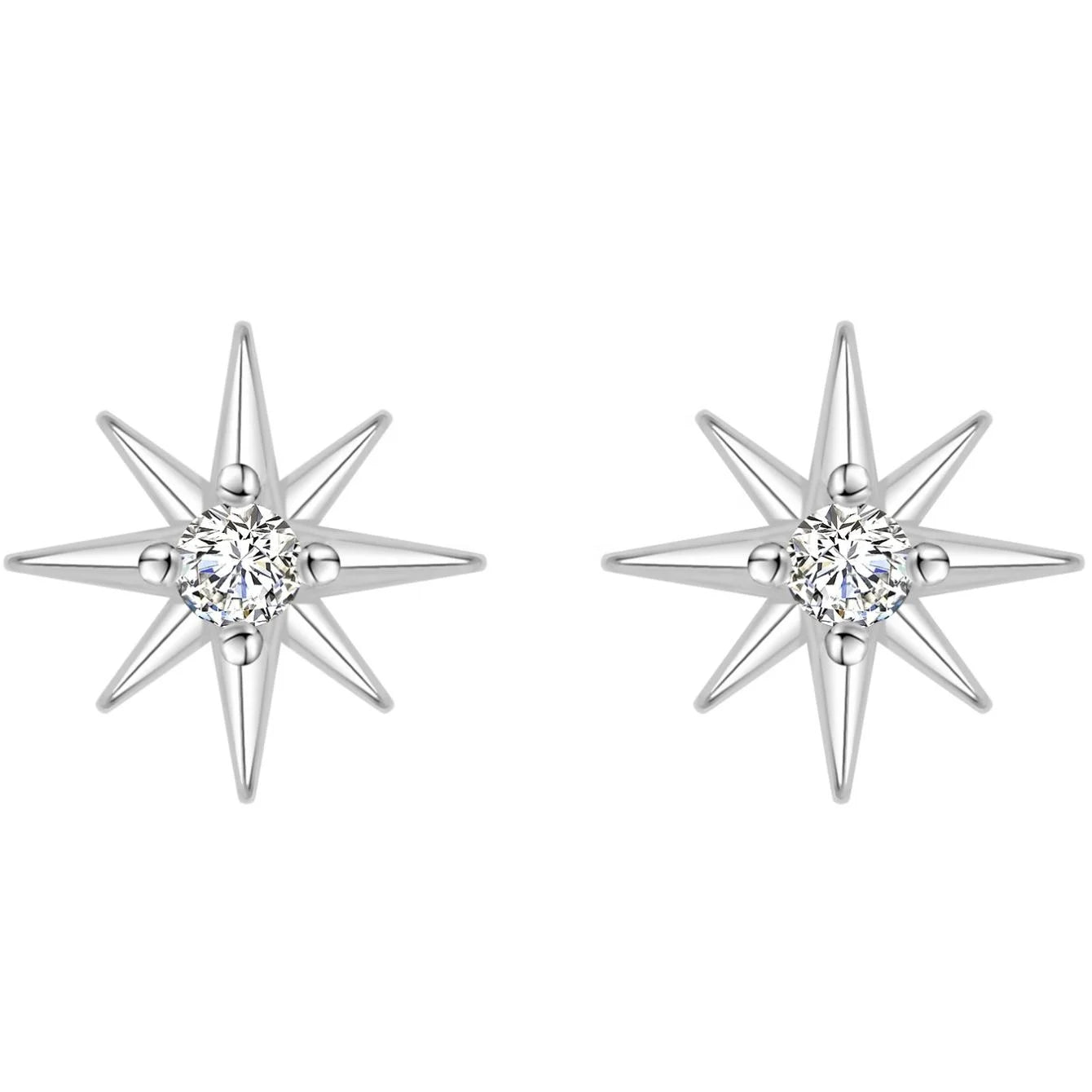 925 silver North Star earring front view outline on white background