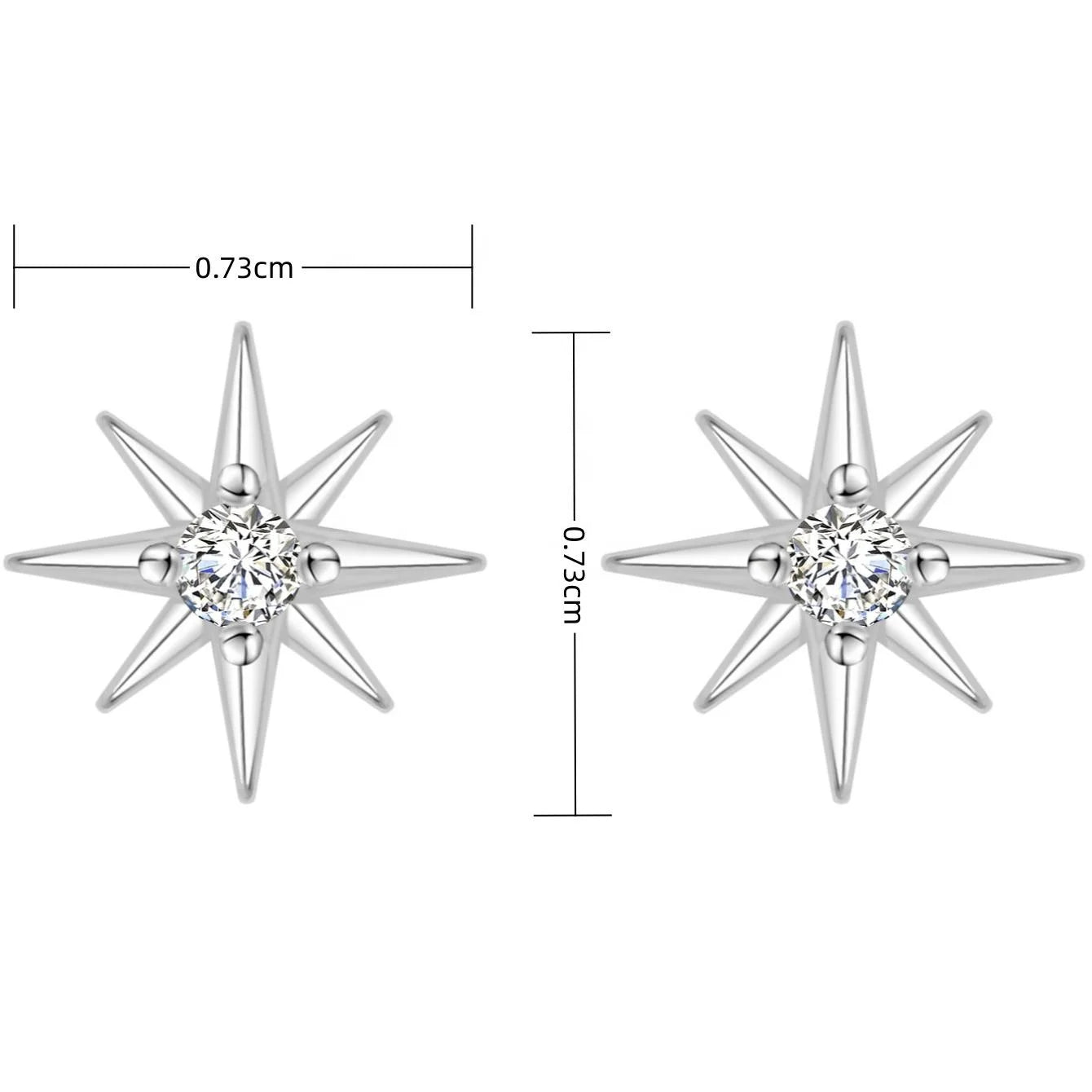 Size dimensions of North Star zircon stud earrings in millimeters