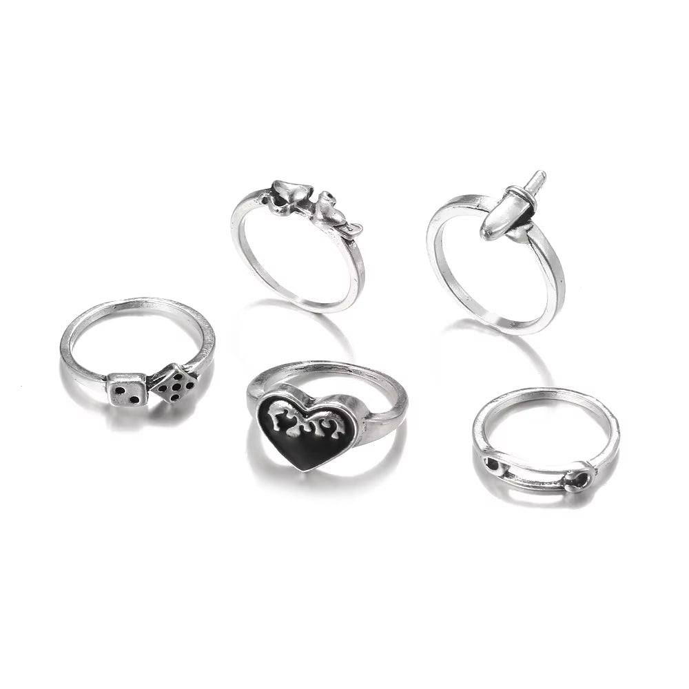 Vintage Punk Alloy Ring Sets for Women & Men – Unique Boho & Gothic Designs