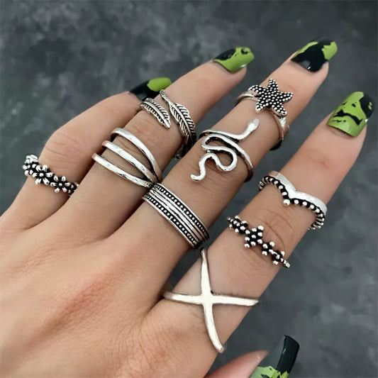 Vintage Punk Alloy Ring Sets for Women & Men – Unique Boho & Gothic Designs