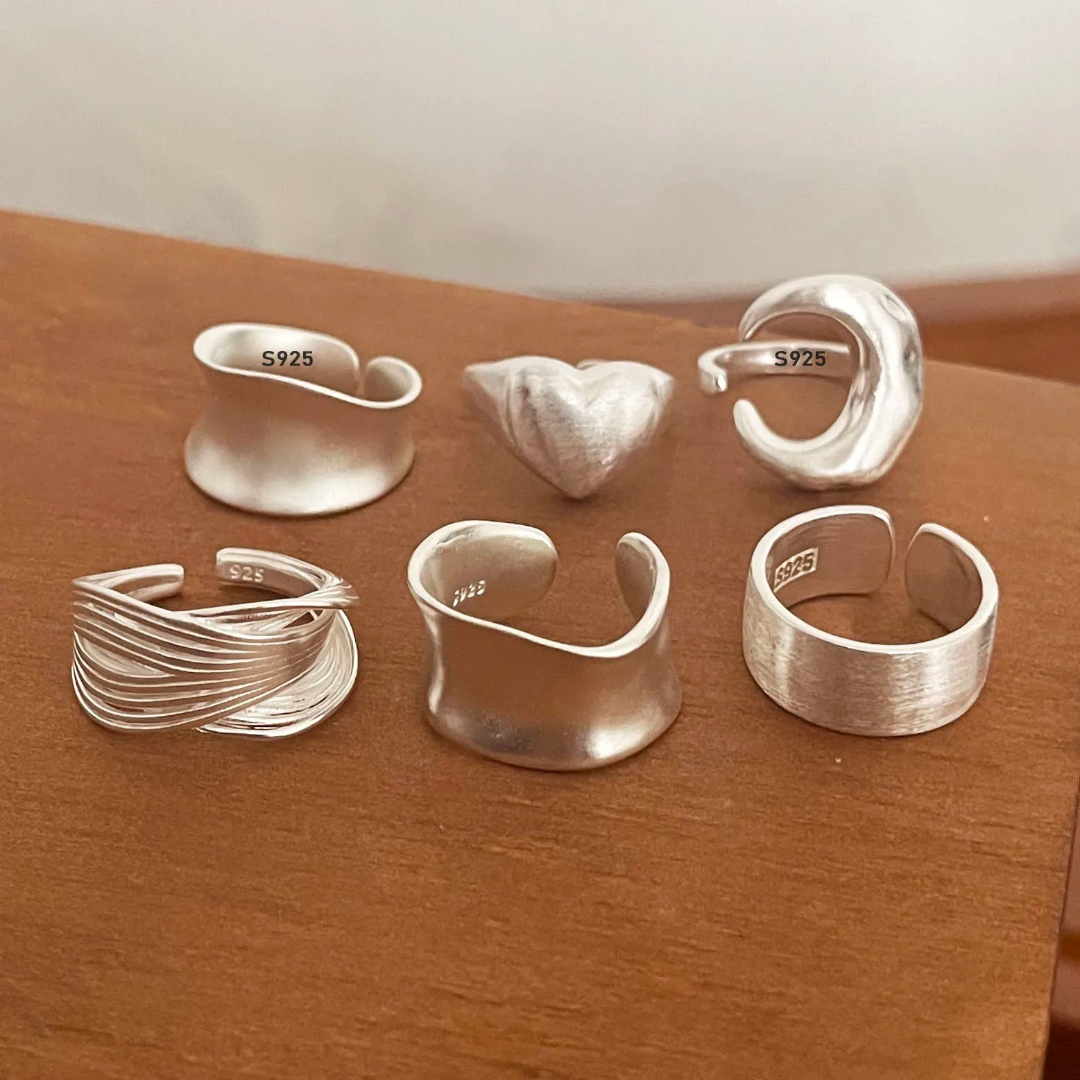 925 Sterling Silver Adjustable Cocktail Ring – Irregular Minimalist Design for Women