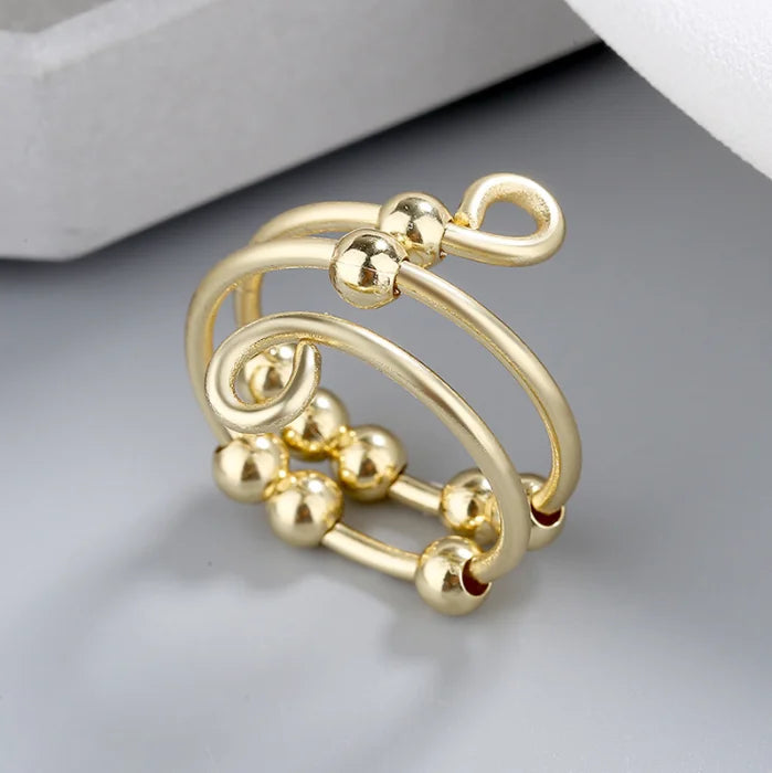 Adjustable Anti-Anxiety Bead Spinner Ring