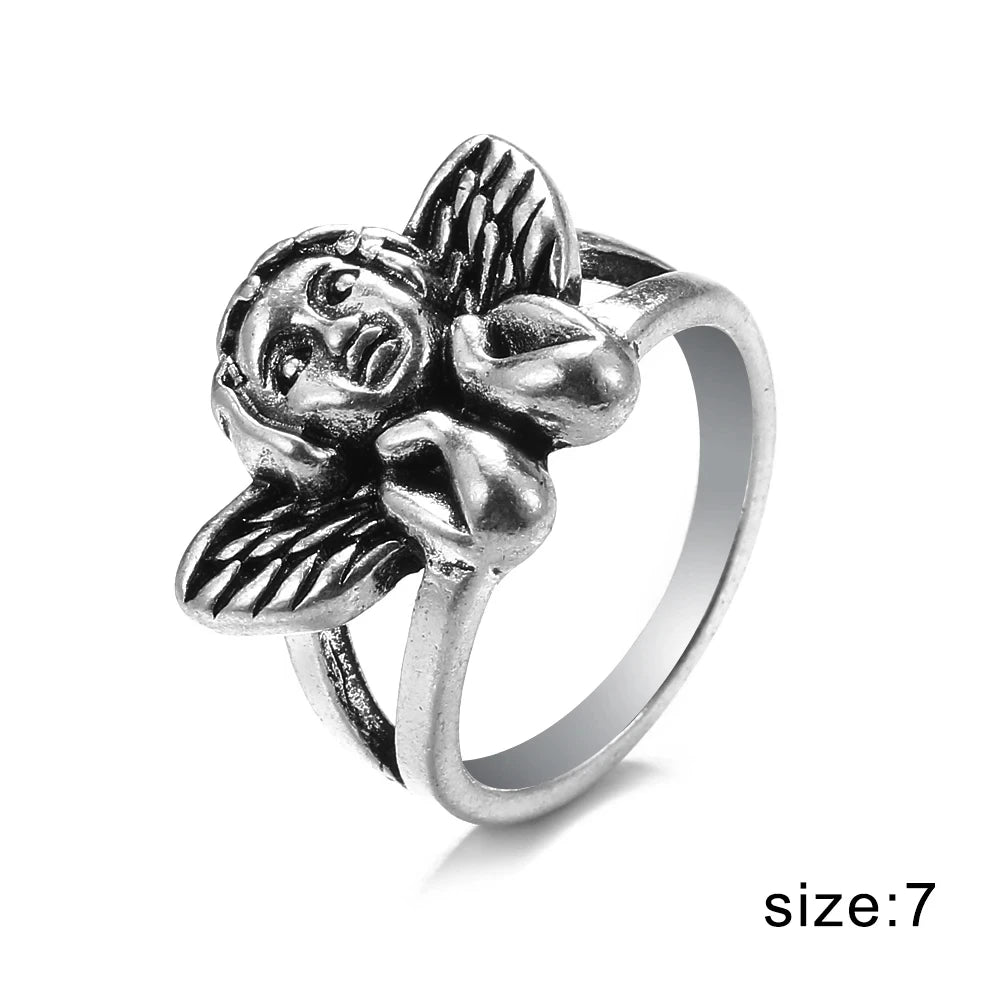 Vintage Gothic Alloy Ring Set – Snake, Butterfly, Heart, Skull & Gemstone Designs – Unisex Adjustable Rings (9 pcs)