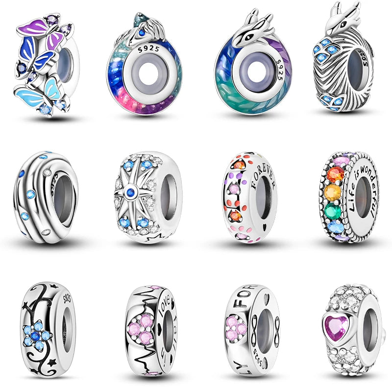 925 Sterling Silver Colorful Bead Charms – Fits Pandora Bracelets