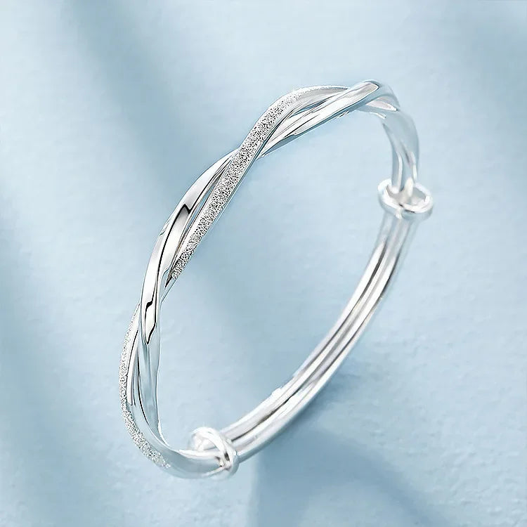 925 Sterling Silver Bracelet – Trendy, Elegant Adjustable Cuff / Bangle Design