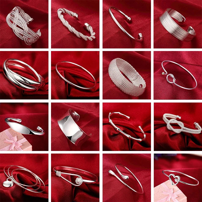 925 Sterling Silver Bracelet – Trendy, Elegant Adjustable Cuff / Bangle Design