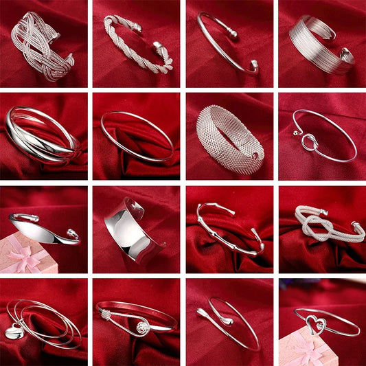 925 Sterling Silver Bracelet – Trendy, Elegant Adjustable Cuff / Bangle Design