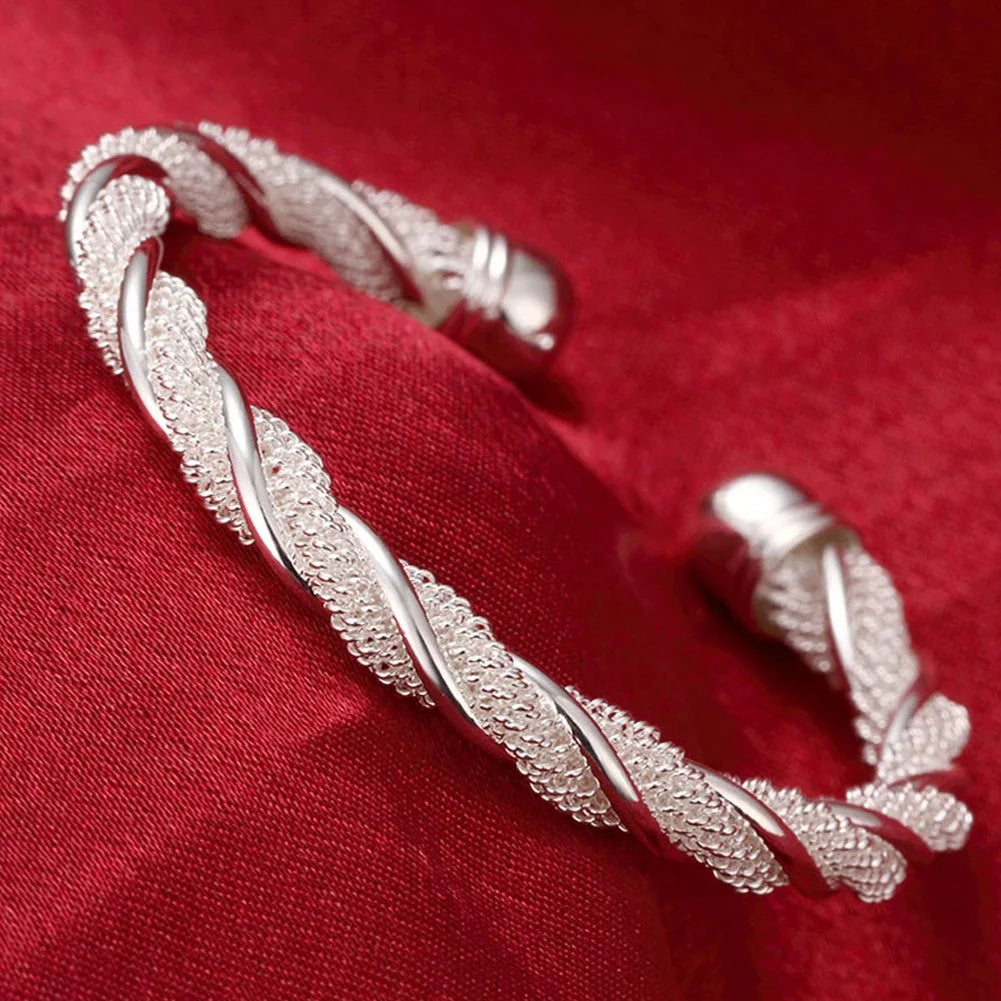 925 Sterling Silver Bracelet – Trendy, Elegant Adjustable Cuff / Bangle Design