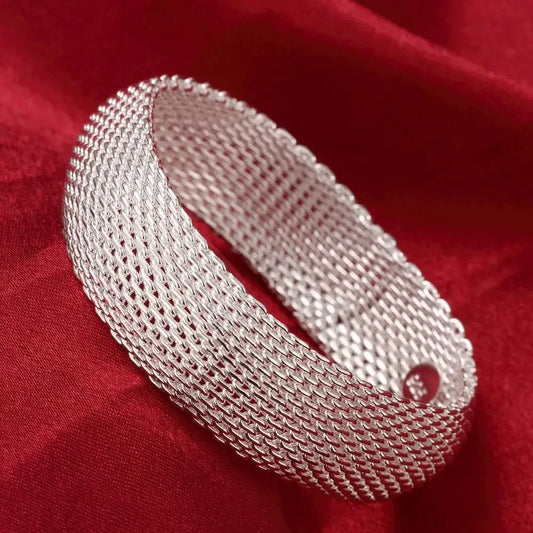 925 Sterling Silver Bracelet – Trendy, Elegant Adjustable Cuff / Bangle Design