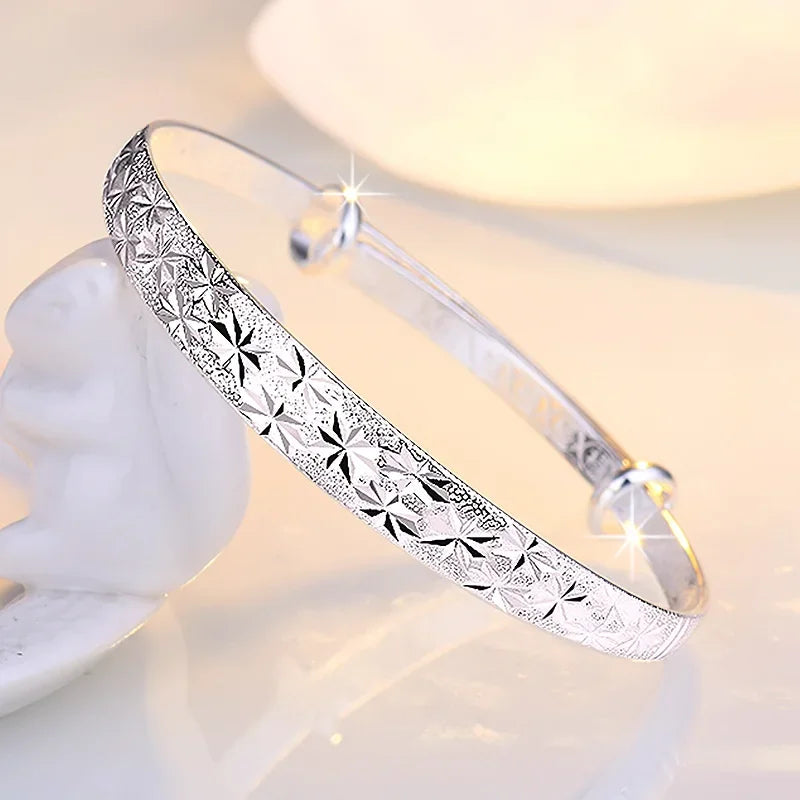 925 Sterling Silver Bracelet – Trendy, Elegant Adjustable Cuff / Bangle Design