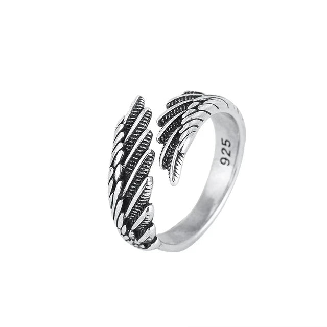 Sterling Silver Feather Wing Adjustable Ring