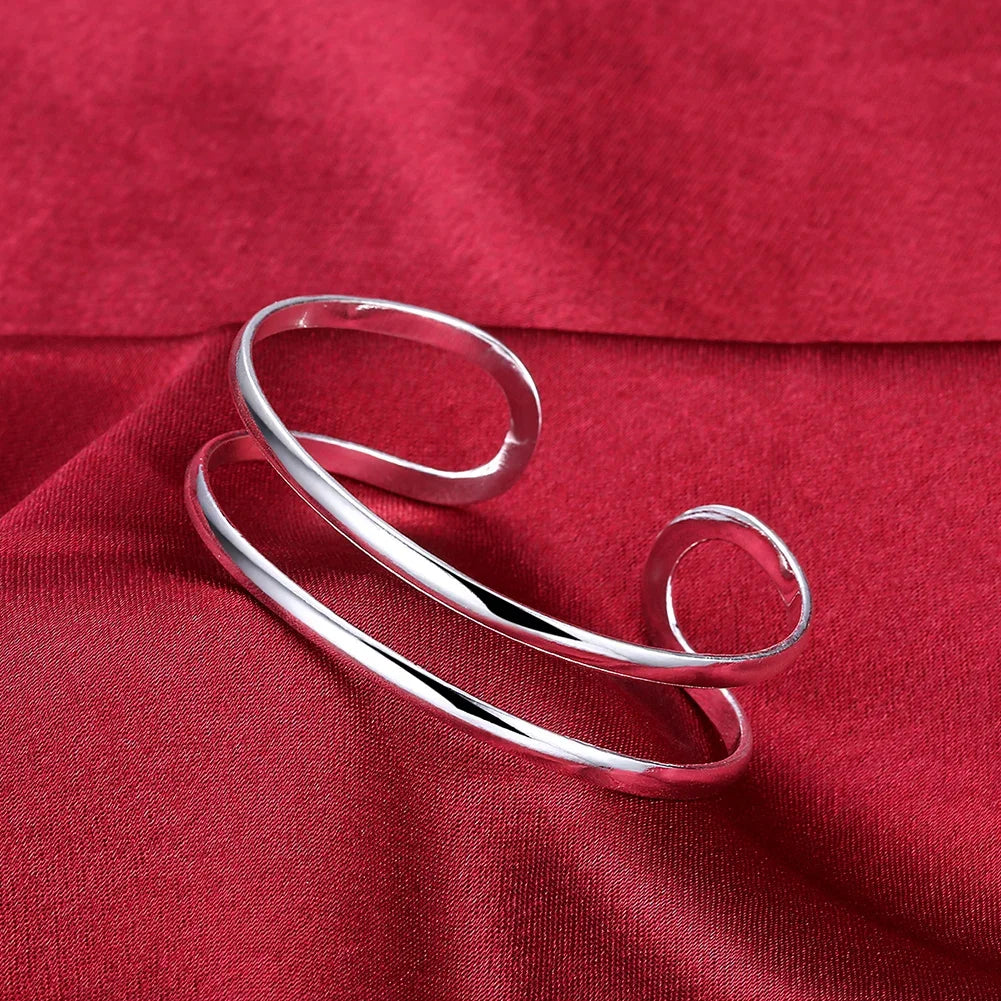 925 Sterling Silver Bracelet – Trendy, Elegant Adjustable Cuff / Bangle Design