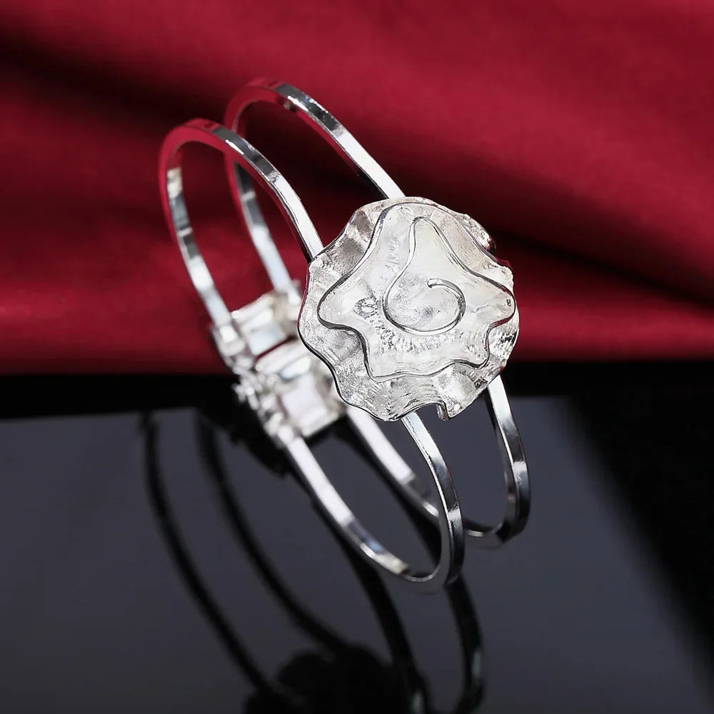 925 Sterling Silver Bracelet – Trendy, Elegant Adjustable Cuff / Bangle Design