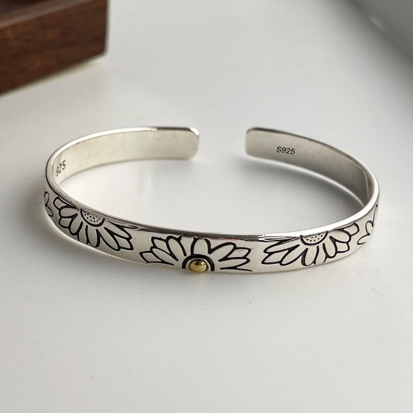 925 Sterling Silver Bohemian Flower & Charm Bracelet Set – Vintage Stackable Design