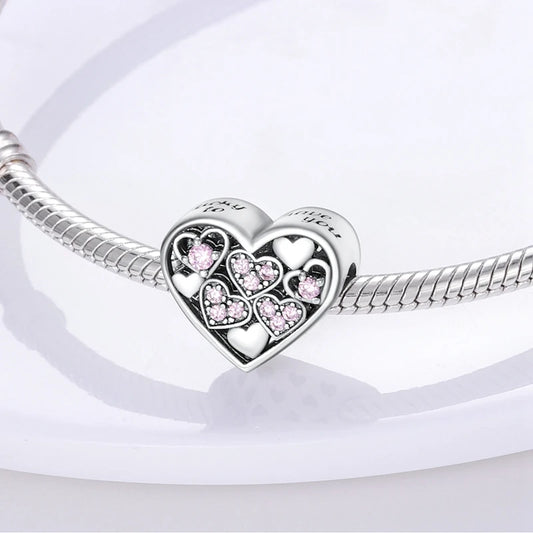 925 Sterling Silver Pink Charm Collection 