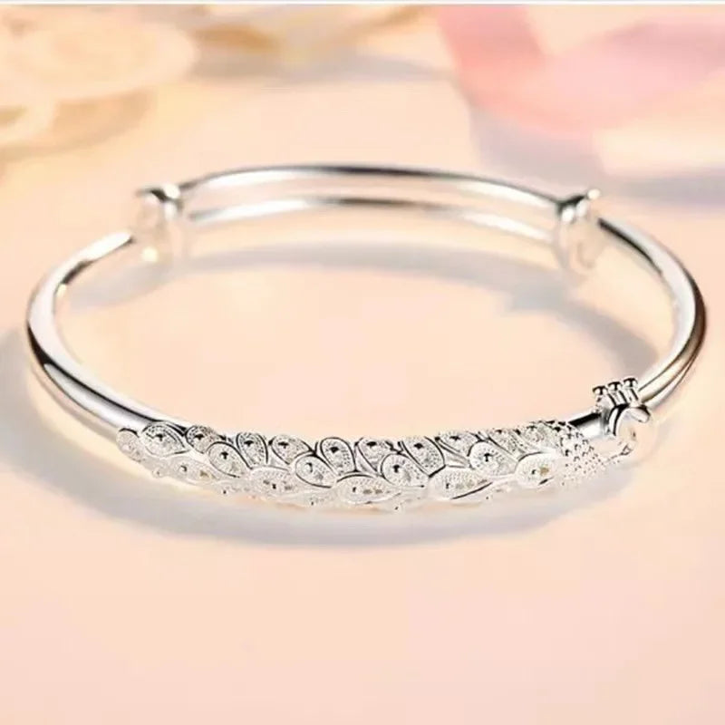 925 Sterling Silver Bracelet – Trendy, Elegant Adjustable Cuff / Bangle Design