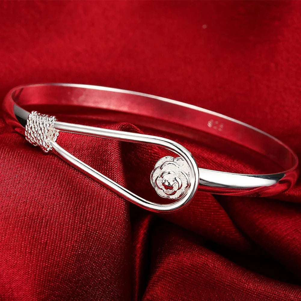 925 Sterling Silver Bracelet – Trendy, Elegant Adjustable Cuff / Bangle Design