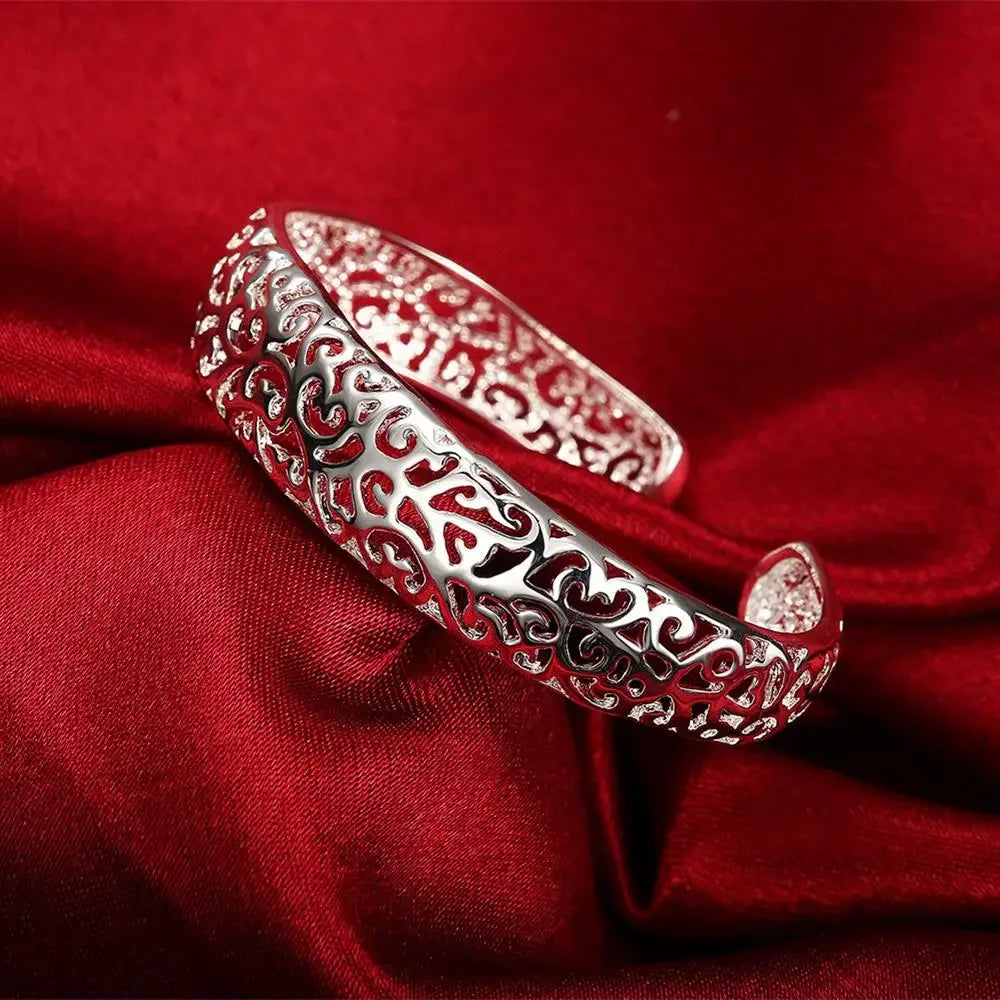 925 Sterling Silver Bracelet – Trendy, Elegant Adjustable Cuff / Bangle Design