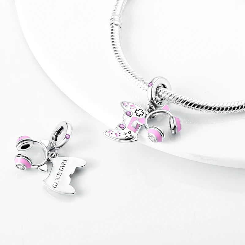 925 Sterling Silver Pink Charm Collection 