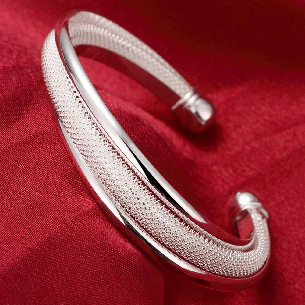925 Sterling Silver Bracelet – Trendy, Elegant Adjustable Cuff / Bangle Design